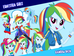 Size: 1440x1080 | Tagged: safe, artist:almostfictional, artist:android95ec, artist:ilaria122, artist:luckreza8, artist:whalepornoz, derpibooru import, rainbow dash, pegasus, pony, better together, eqg summertime shorts, equestria girls, equestria girls (movie), forgotten friendship, legend of everfree, spring breakdown, bikini, camp everfree outfits, camper, clothes, cute, cutie mark, female, loyalty, mare, open mouth, ponied up, shoes, skirt, super ponied up, swimsuit, vector, wallpaper