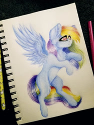 Size: 1024x1366 | Tagged: safe, artist:uglypartyhat, derpibooru import, rainbow dash, pegasus, pony, colored pencil drawing, photo, solo, traditional art