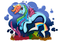 Size: 1024x724 | Tagged: safe, artist:aurasinchaser, derpibooru import, rainbow dash, merpony, simple background, solo, species swap, transparent background