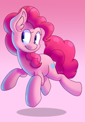 Size: 1400x2000 | Tagged: safe, artist:zoiby, pinkie pie, earth pony, pony, female, mare, pink background, simple background, smiling, solo