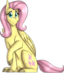 Size: 1434x1647 | Tagged: safe, artist:namygaga, fluttershy, pegasus, pony, looking at you, raised hoof, solo