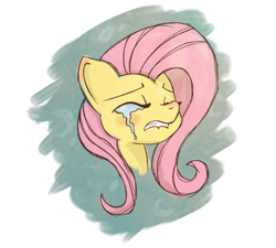 Size: 900x810 | Tagged: safe, artist:pastelbuttons, fluttershy, pegasus, pony, crying, drawing, floating head, painting, solo, tearjerker, tears of pain, teary eyes, traditional art, watercolor painting