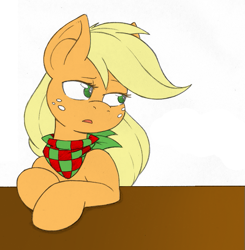 Size: 549x560 | Tagged: safe, artist:joey darkmeat, artist:shawnyall, applejack, earth pony, pony, neckerchief, solo