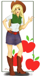 Size: 650x1200 | Tagged: safe, artist:clever-bee, applejack, equestria girls, clothes, female, solo