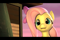 Size: 960x640 | Tagged: safe, artist:juiceboxalvin, fluttershy, pegasus, pony, 3d, cute, shyabetes, smiling, solo, source filmmaker, the gateway