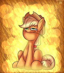 Size: 2200x2500 | Tagged: safe, artist:neoncel, applejack, earth pony, pony, sitting, smiling, solo, straw