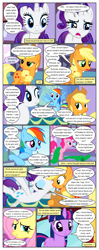 Size: 612x1553 | Tagged: safe, artist:newbiespud, derpibooru import, edit, edited screencap, screencap, applejack, fluttershy, pinkie pie, rainbow dash, rarity, twilight sparkle, unicorn twilight, earth pony, pegasus, pony, unicorn, comic:friendship is dragons, comic, dialogue, eyes closed, fabric, female, freckles, hat, mane six, mare, screencap comic