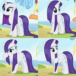 Size: 1660x1660 | Tagged: safe, edit, edited screencap, screencap, rarity, pony, unicorn, campfire tales, collage, cropped, cute, female, lidded eyes, mare, raribetes, solo focus, wet, wet mane, wet mane rarity