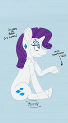 Size: 471x839 | Tagged: safe, artist:fussyf, rarity, pony, unicorn, solo, wip