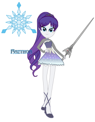 Size: 2800x3600 | Tagged: safe, artist:razthor, rarity, equestria girls, clothes, crossover, dress, female, rapier, rwby, simple background, snow, snowflake, solo, sword, symbol, transparent background, weapon, weiss schnee