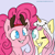 Size: 1024x1024 | Tagged: safe, artist:tokipeach, fluttershy, pinkie pie, earth pony, pegasus, pony, antlers, blushing, bust, cute, duo, no pupils, one eye closed, portrait, smiling, wink