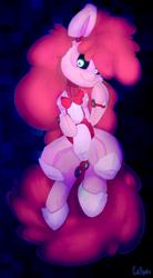 Size: 900x1625 | Tagged: safe, artist:failprofile, pinkie pie, earth pony, pony, animatronic, black sclera, five nights at freddy's, solo