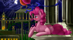 Size: 1900x1033 | Tagged: safe, artist:saddnesspony, pinkie pie, earth pony, pony, balloon, scenery, solo