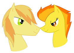 Size: 1024x731 | Tagged: dead source, safe, artist:alesha-zee, artist:animadrawsart, derpibooru import, braeburn, spitfire, female, male, shipping, spitburn, straight