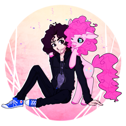 Size: 1455x1453 | Tagged: safe, artist:cutieink, pinkie pie, earth pony, pony, clothes, converse, crossover, danny sexbang, shoes