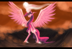 Size: 2947x2000 | Tagged: safe, artist:sevenada, derpibooru import, twilight sparkle, twilight sparkle (alicorn), alicorn, pony, female, mare, solo, super saiyan princess