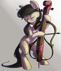 Size: 774x900 | Tagged: safe, artist:php27, octavia melody, earth pony, pony, bipedal, cello, electric cello, eyes closed, musical instrument, solo