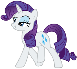 Size: 2650x2388 | Tagged: safe, artist:sketchmcreations, rarity, pony, unicorn, campfire tales, beautiful, female, grin, hair flip, lidded eyes, mare, raised eyebrow, simple background, smiling, solo, transparent background, vector, walking