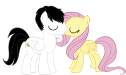 Size: 1160x688 | Tagged: safe, artist:kevintoons915, fluttershy, oc, oc:light gem, pegasus, pony, canon x oc, kissing, shipping