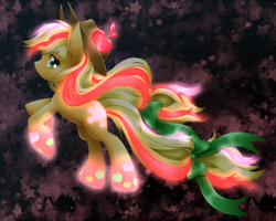 Size: 700x560 | Tagged: safe, artist:hashioaryut, applejack, earth pony, pony, cute, glow, jackabetes, pixiv, rainbow power, solo