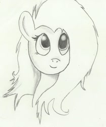 Size: 1178x1411 | Tagged: safe, artist:heeshk, fluttershy, pegasus, pony, bust, grayscale, looking up, monochrome, pencil drawing, portrait, simple background, solo, traditional art, white background