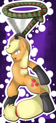 Size: 1280x2780 | Tagged: safe, artist:chipflake, applejack, earth pony, pony, snake, bipedal, both cutie marks, fireproof boots, lasso, solo