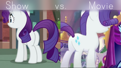 Size: 1925x1080 | Tagged: safe, edit, edited screencap, screencap, rarity, pony, unicorn, my little pony: the movie, the gift of the maud pie, comparison, cropped, plot