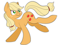 Size: 1280x960 | Tagged: safe, artist:shyamette, applejack, earth pony, pony, blonde mane, female, mare, missing accessory, orange coat, solo