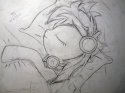 Size: 1794x1338 | Tagged: safe, artist:jailbait, derpibooru import, spitfire, sleeping, solo, traditional art