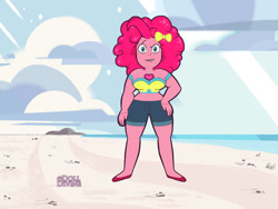 Size: 800x600 | Tagged: safe, pinkie pie, human, bow, clothes, doll divine, gemsona maker, hair bow, hand on hip, humanized, looking at you, midriff, pony coloring, steven universe