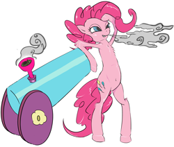 Size: 2266x1922 | Tagged: safe, artist:litcigarette, pinkie pie, earth pony, pony, belly button, bipedal, bong, drugs, junkie pie, marijuana, party bong, party cannon, pinkie high, smoking, solo