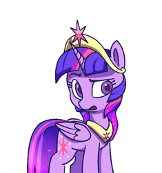 Size: 600x638 | Tagged: safe, artist:lilfunkman, twilight sparkle, twilight sparkle (alicorn), alicorn, pony, big crown thingy, colored pupils, confused, crown, cutie mark, ethereal mane, female, frown, jewelry, looking at you, mare, mismatched eyes, open mouth, peytral, raised eyebrow, regalia, simple background, solo, sparkles, transparent background, wide eyes