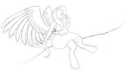 Size: 1524x877 | Tagged: safe, artist:alixnight, fluttershy, anthro, butterfly, unguligrade anthro, clothes, dress, monochrome, nature, solo