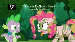 Size: 1920x1080 | Tagged: safe, screencap, pinkie pie, spike, dragon, earth pony, pony, the cutie re-mark, chrysalis resistance timeline, discovery family logo, josh haber, mud