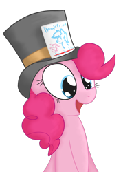 Size: 1192x1693 | Tagged: safe, artist:mr-degration, pinkie pie, earth pony, pony, hat, picture, simple background, solo, transparent background