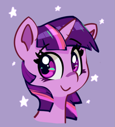 Size: 773x857 | Tagged: safe, artist:lilfunkman, twilight sparkle, pony, bust, cute, female, mare, portrait, purple background, simple background, solo, stars, twiabetes