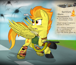 Size: 3500x3000 | Tagged: safe, artist:dangercloseart, derpibooru import, spitfire, gun, military, solo