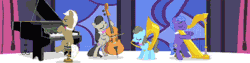 Size: 400x100 | Tagged: safe, screencap, beauty brass, frederic horseshoepin, octavia melody, parish nandermane, earth pony, pony, the best night ever, animated, cello, harp, lowres, musical instrument, piano, sousaphone
