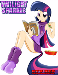 Size: 3352x4322 | Tagged: safe, artist:ryured, derpibooru import, twilight sparkle, human, ass, clothes, hay burger, humanized, legs, miniskirt, schrödinger's pantsu, short skirt, skirt, skirt lift, solo, tailed humanization, twilight burgkle