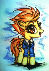 Size: 1237x1794 | Tagged: safe, artist:tomek2289, derpibooru import, spitfire, solo, traditional art