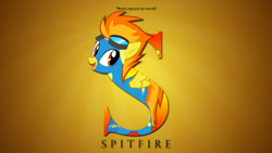 Size: 1920x1080 | Tagged: safe, artist:pims1978, artist:thehellbean, derpibooru import, spitfire, alphabet, goggles, letter, quote, s, vector, wallpaper, wonderbolts uniform