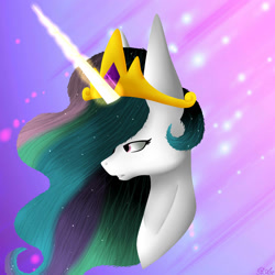 Size: 2000x2000 | Tagged: safe, artist:blackarachnia58, princess celestia, alicorn, pony, bust, crown, female, jewelry, mare, portrait, regalia, solo