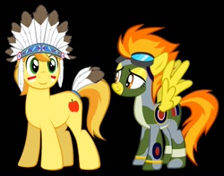 Size: 1007x794 | Tagged: safe, artist:3d4d, derpibooru import, braeburn, spitfire, camouflage, native american, nightmare night, raf, shipping, spitburn