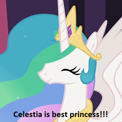 Size: 514x514 | Tagged: safe, edit, edited screencap, screencap, princess celestia, alicorn, pony, best pony, best princess, cute, cutelestia, eyes closed, female, happy, mare, smiling, solo, spread wings, truth