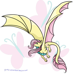 Size: 5000x5000 | Tagged: safe, artist:blupolicebox, fluttershy, dragon, absurd resolution, dragoness, dragonified, female, flutterdragon, solo, species swap, spread wings, wings