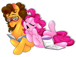 Size: 1280x960 | Tagged: safe, artist:dragonfoxgirl, cheese sandwich, pinkie pie, earth pony, pony, cheesepie, female, glasses, male, shipping, simple background, sleeping, straight, transparent background