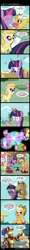 Size: 1430x11946 | Tagged: safe, artist:zsparkonequus, applejack, noi, twilight sparkle, twilight sparkle (alicorn), alicorn, earth pony, pony, comic, dialogue, eye bulging, female, filly, iron man, iron suit, mare, speech bubble, sweat, sweatdrops