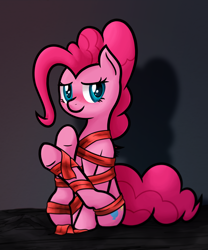 Size: 1500x1800 | Tagged: safe, artist:mang, pinkie pie, earth pony, pony, female, mare, pink coat, pink mane, ribbon, solo