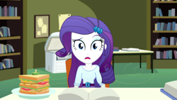 Size: 1280x720 | Tagged: safe, screencap, rarity, epic fails (equestria girls), eqg summertime shorts, equestria girls, food, sandwich, solo