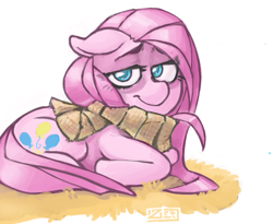 Size: 603x495 | Tagged: safe, artist:zer0ember, pinkie pie, earth pony, pony, clothes, scarf, solo